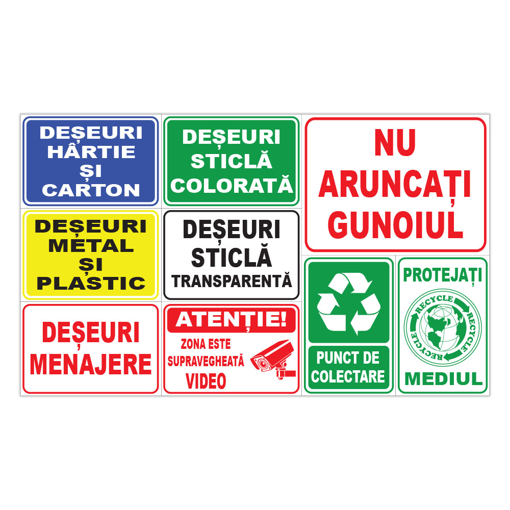 penny Night convenience Set 9 Indicatoare pentru Reciclarea Deseurilor – Stickermania